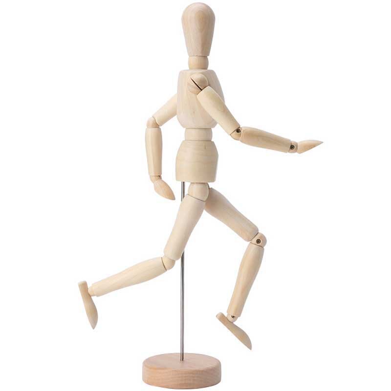Wooden Art Model Ornaments Moveable Joints Wooden Man Figure Toys Home Living Room Office Desktop Decorations