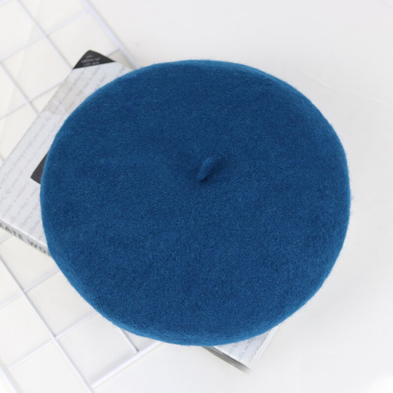 Béret de peintre en laine, chapeau tricoté, rétro, chapeau d'hiver pour femmes, chapeau Sherlock Holmes, décontracté: Pore blue
