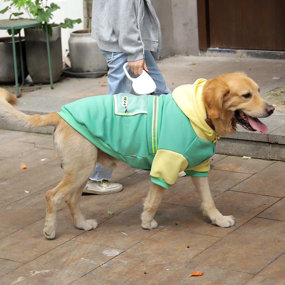 Masticar grueso Otoño e Invierno Sudadera con capucha para perros, Labrador perros grandes salida ropa de dos-pierna botón abrigo para mascotas mono para perro