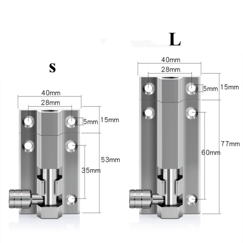 1 Set Stainless Steel Door Latch Safety Lock Bolt Sliding Door Window Latch Barrel Lock Bolt Security Bar Hardware