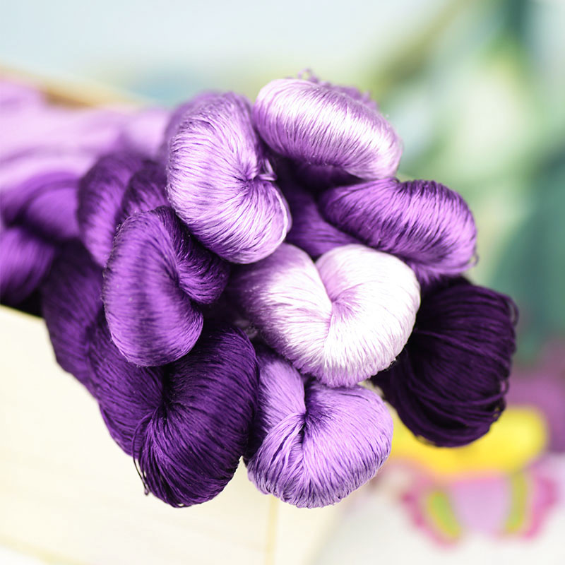 100% silk thread hand embroidery embroider cross stitch 1pcs 400m silk embroidery thread Taro purple series 8 pure colors