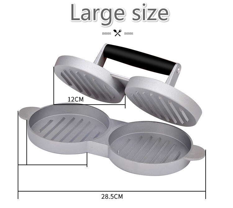 Stainless Steel Fast Meat Press & Kitchen Indispensable Pressing Meat Tool & Two Cylinders Simultaneously Pressing