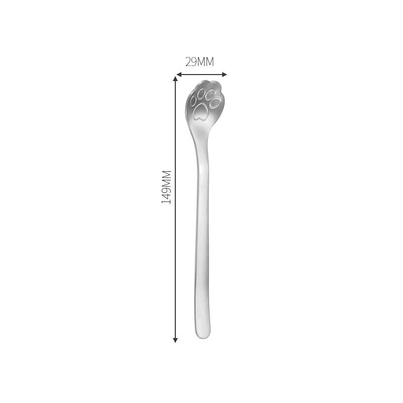 1Pcs Kat Poot Theelepel Multifunctionele Leuke Servies 304 Roestvrij Staal Kerst Benodigdheden Keuken Accessoires Koffie Taart Lepel: Zilver