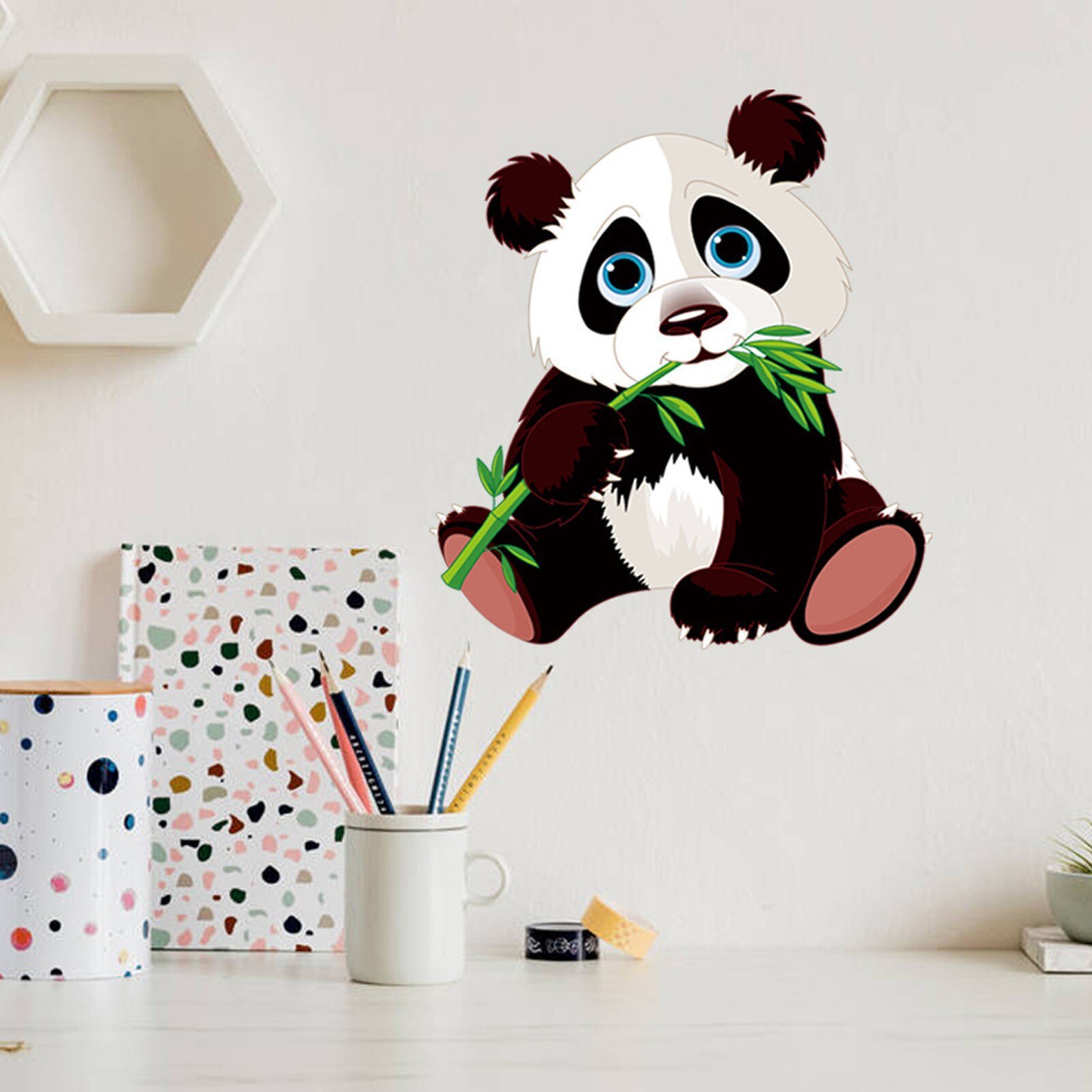 Cute Panda Pattern Wall Sticker Bamboo Kids Living Room Home Decor Baby Room Wall Home Decoration Vinyl Animals Mural: D