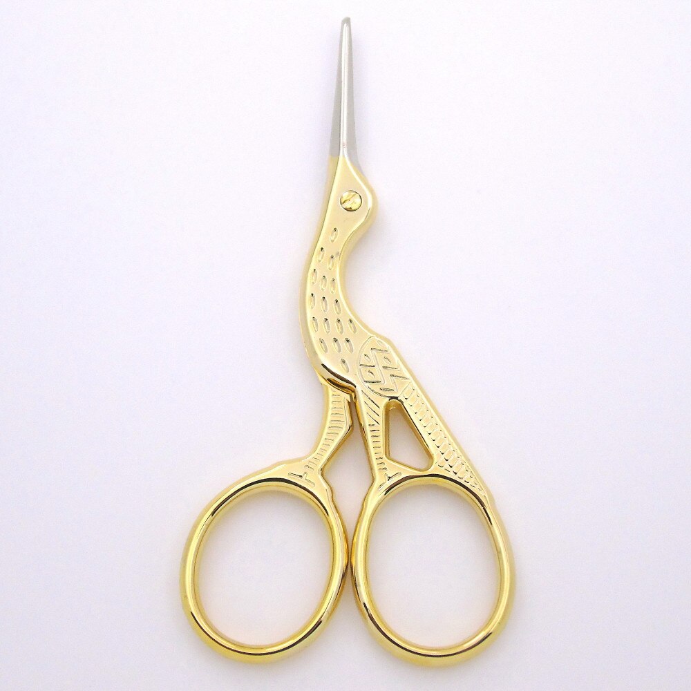 1Pc Retro Klassieke Europese Vintage Gold Ooievaar Naaien Schaar Trimmen Craft Gold Naaien Crane Tailorhome Tool Handwerk Tool