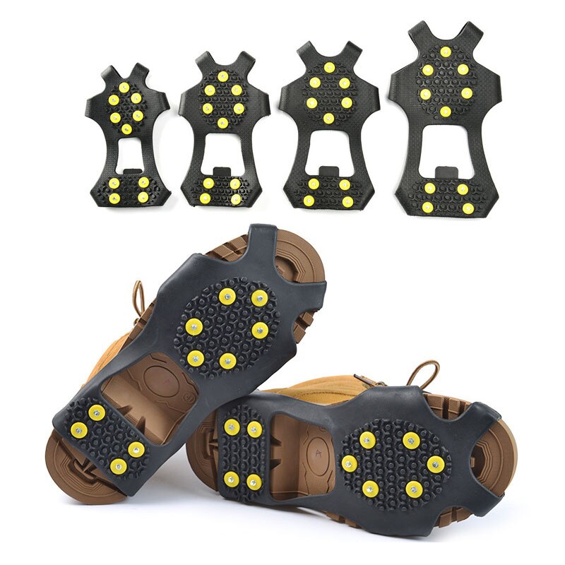 10 Nieten Anti-Schleudern Schnee Eis Klettern Schuh Spikes Griff Steigeisen Stollen Überschuhe Winter Warme draussen Steigeisen neue