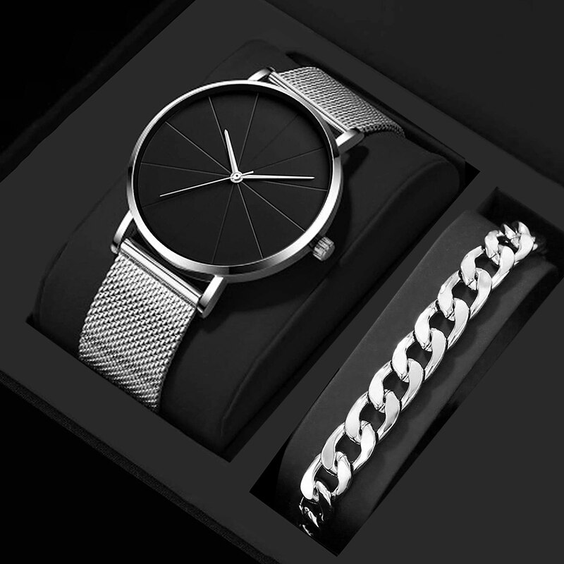 Heren Mode Business Quartz Polshorloge Mode Kalender Mannen Horloge Rvs Mesh Riem Heren Luxe Zilveren Armband Horloges