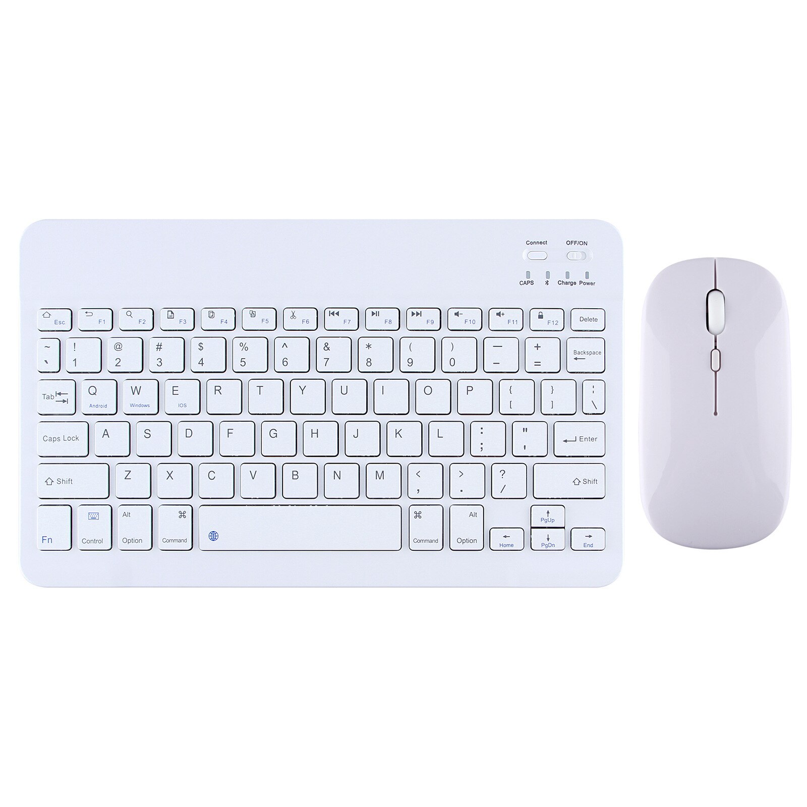 Klawiatura Bluetooth bezprzewodowa klawiatura i mysz hiszpańska Mini rosyjska klawiatura do ipada telefon Samsung Tablet ipad pro 11 air 2020: White English