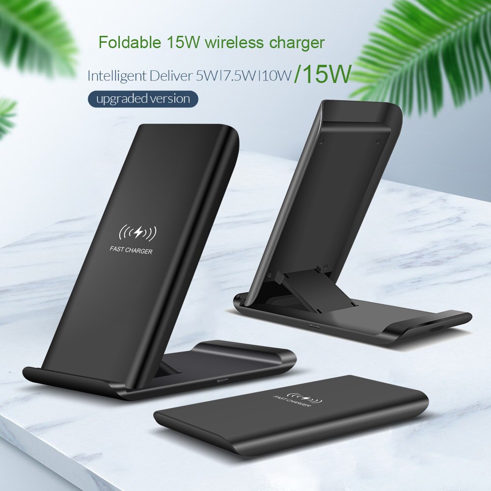 FDGAO Wireless Charger 15W - Fast Charging Stand for iPhone 12/11/X/8, Samsung S21/S20/S10 - USB C