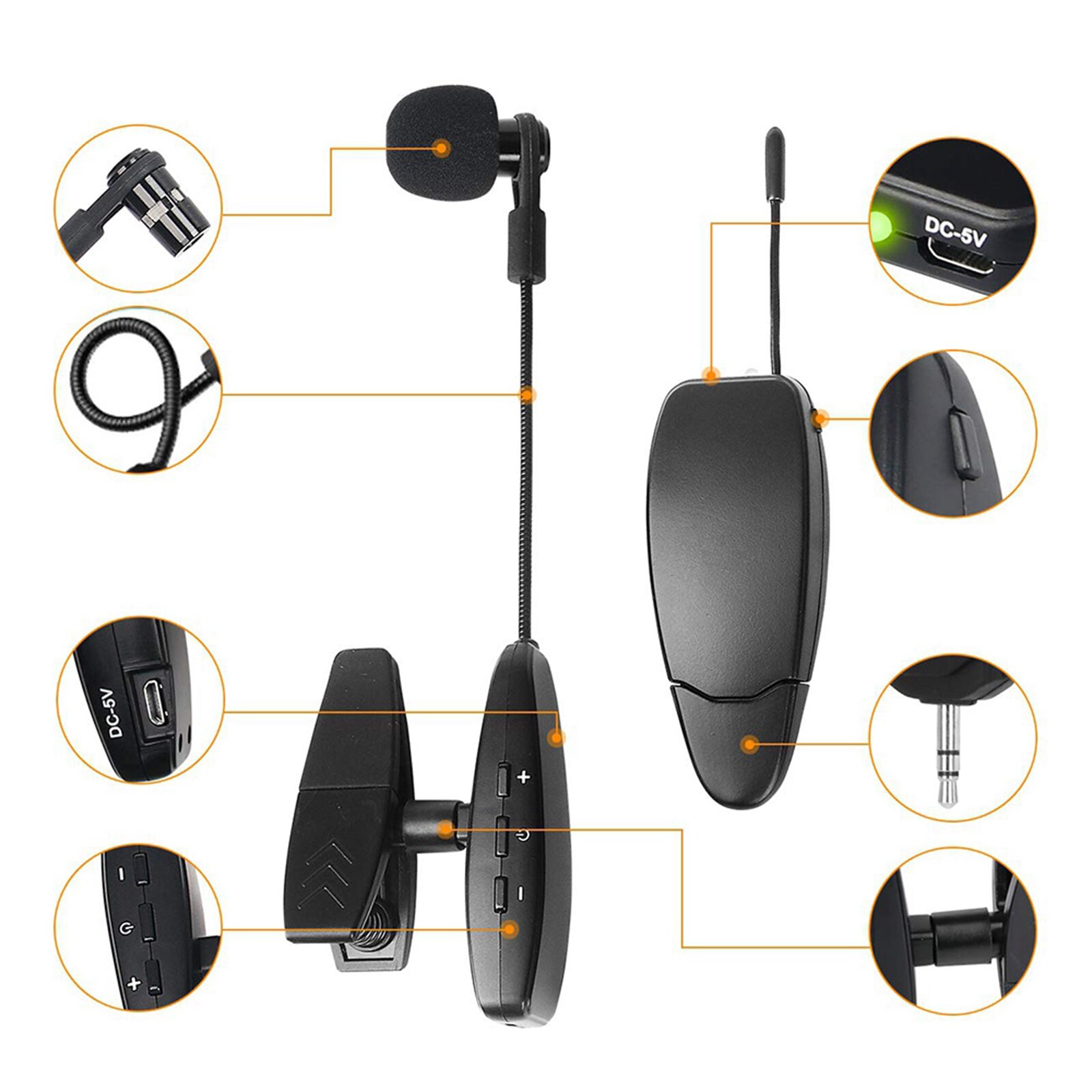 Uhf Saxofoon Microfoon Draadloze Microfoon Systeem Clip Op Instrumenten Voor Saxofoon Trompet Sax Hoorn Tuba Prestaties Microfoon