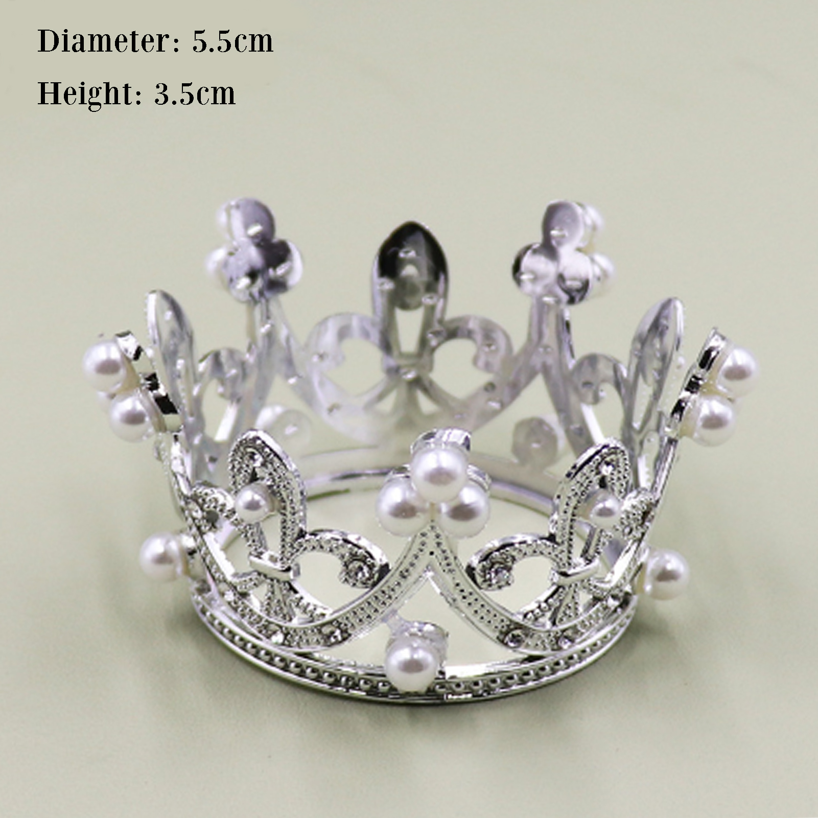 Round Crown Cake Topper Decoration Wedding Cake Queen Tiaras Princess Home Birthday Cake Decorative Party Supplies: light yellow