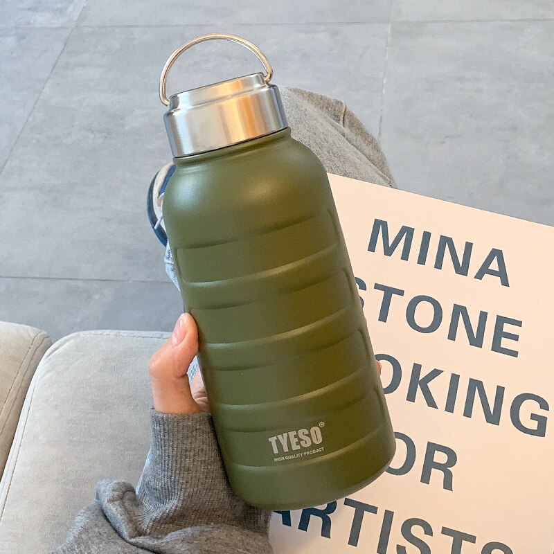 750ml/1000ml podwójny kubek termiczny ze stali nierdzewnej przenośny termos sportowy kreatywny kubek termiczny o dużej pojemności: 1000ml / zielony