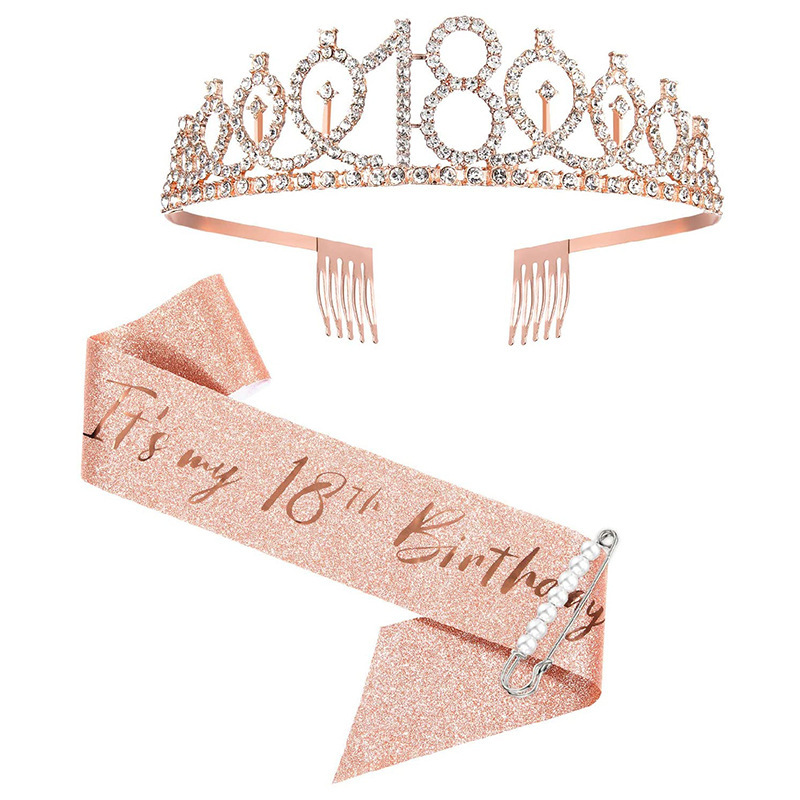 18e verjaardagsfeestje decoratie thema voor evenement benodigdheden taart toppers hangende banner servies set borden kopjes servetten tafelkleed