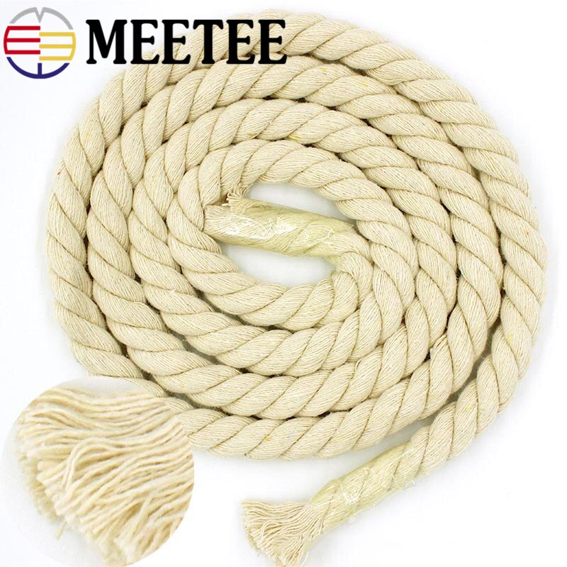 5/10 meter mødet 5-20mm beige bomuldstov 100%  tykke bomuldsbånd til taskebælte tilbehør til hjemmet dekoration diy håndlavet reb håndværk
