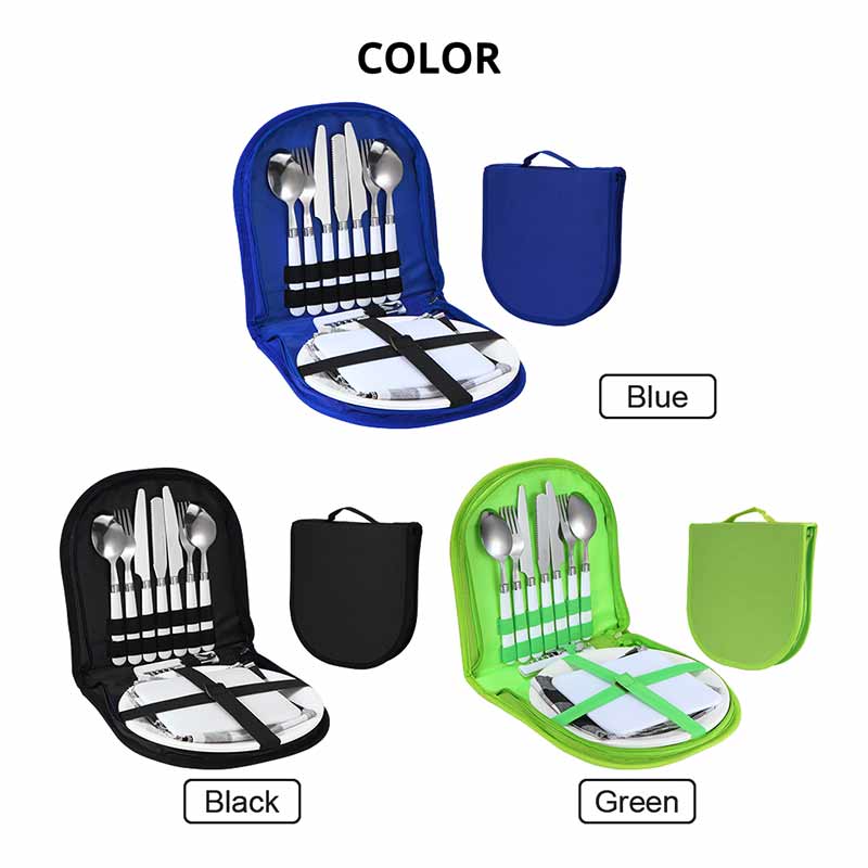 Outdoor picnic bag tableware set portable stainless steel fork spoon chopstick bag camping picnic party tableware set