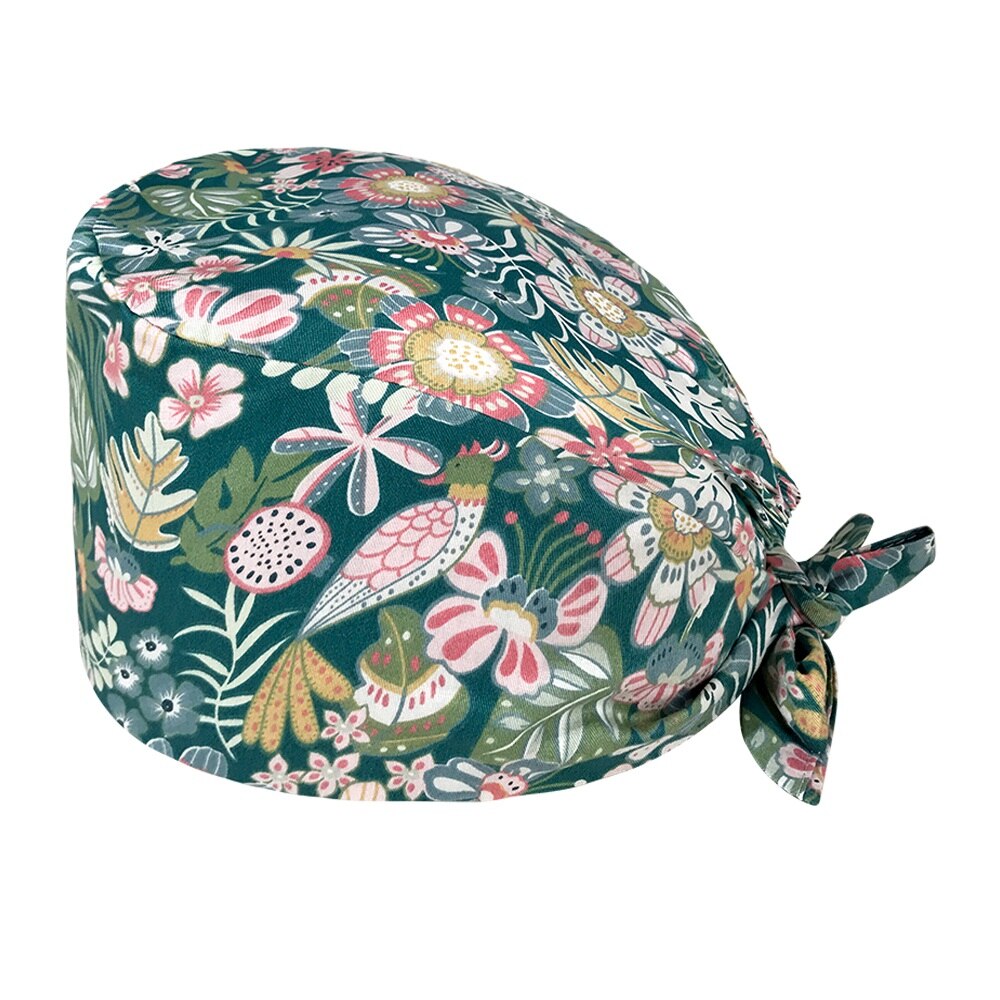 Unisex cotton and linen cartoon cute printing nursing hat lab spa pet shop working cap breathable nurse head caps: 12167
