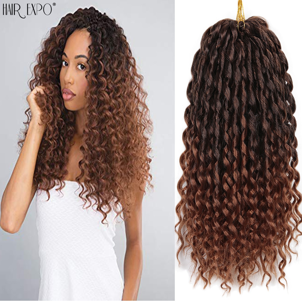 16Inch Synthetic Loose Deep Wave Twist Crochet Hair Extensions Freetress Ombre Braiding Hair Curly Wave For Women Hair Expo City