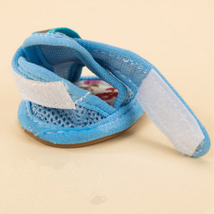 Chaussures d'été antidérapantes roses pour chiens, sandales respirantes pour petits chiens, chaussettes pour animaux de compagnie, bottes pour chiots et chats, 4 pièces/ensemble