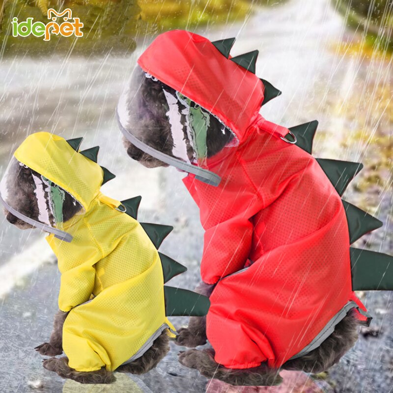 Chubasquero reflectante para perro, ropa impermeable para mascotas, disfraz de dinosaurio para perros pequeños y grandes, abrigo de lluvia para perros, Mono para exteriores, capa de Labrador