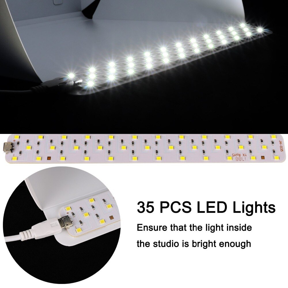 Pliage Lightbox photographie Studio Softbox lumière LED boîte souple caméra Photo fond boîte éclairage pour Smartphone