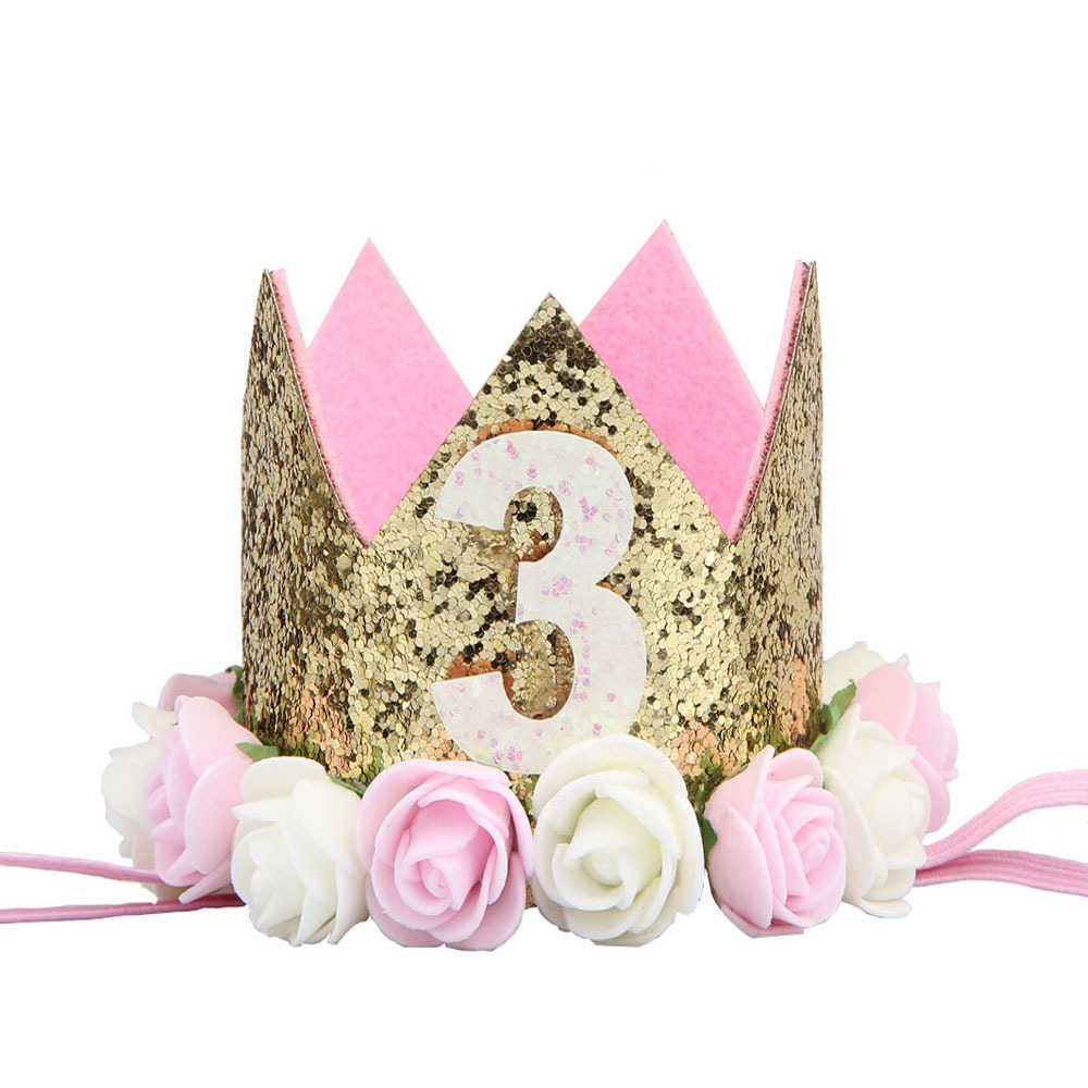 Felice Primo Compleanno Cappellini per Feste E festa arredamento cap di Un Cappello Di Compleanno Della Principessa corona 1st 2nd 3rd anno Vecchio Numero Capretti Del bambino Dei Capelli accessorio: 3