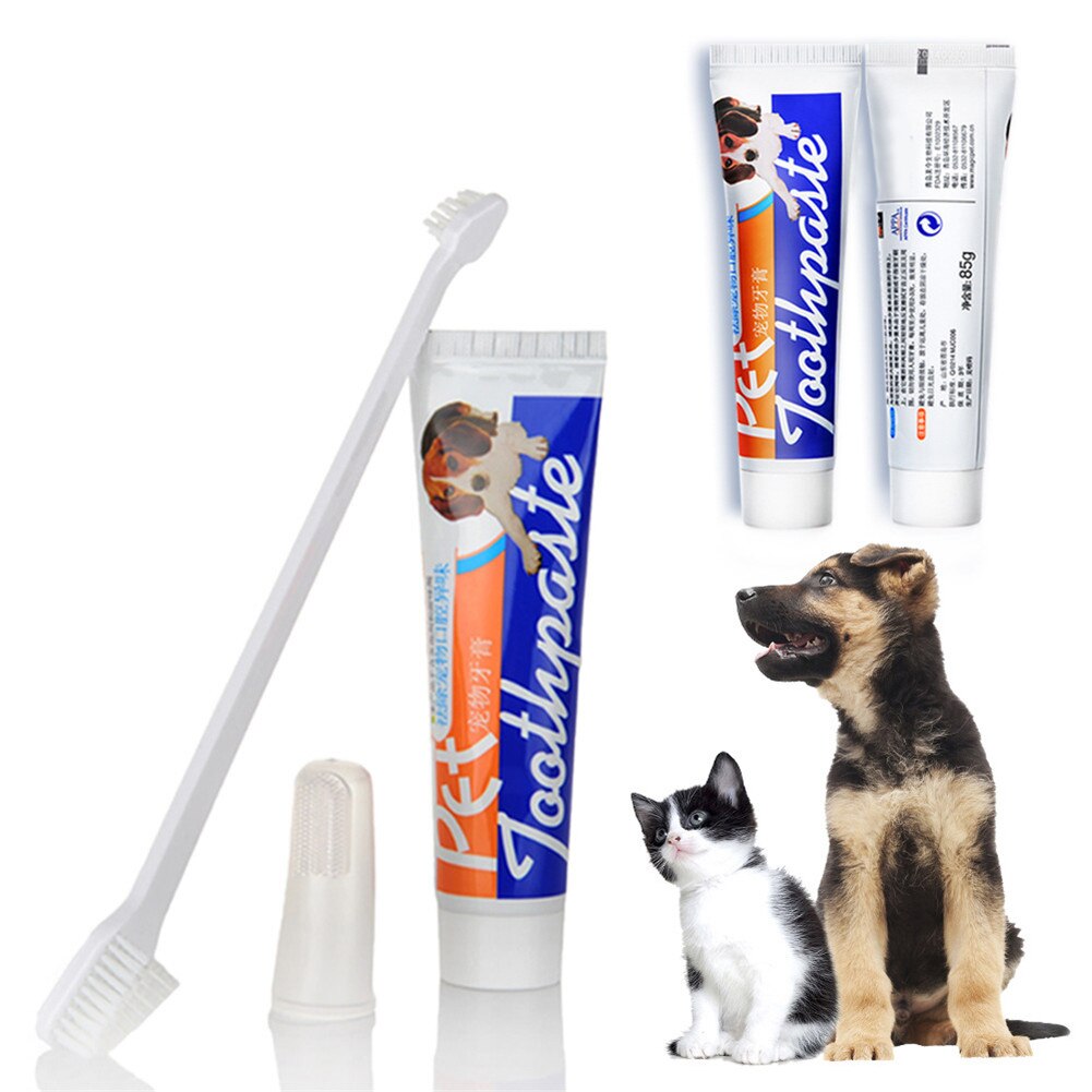 Pet Toothbrush Toothpaste Kit Three Sided Dog Brush Addition Bad Breath Tartar Teeth Care Dog Cat Cleaning Mouth Dog toothbrush