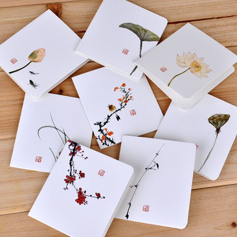 10 Pcs Christmas Cards Greeting Cards Postcards Message Chinese Style Card Simple Classic and Fresh Folding