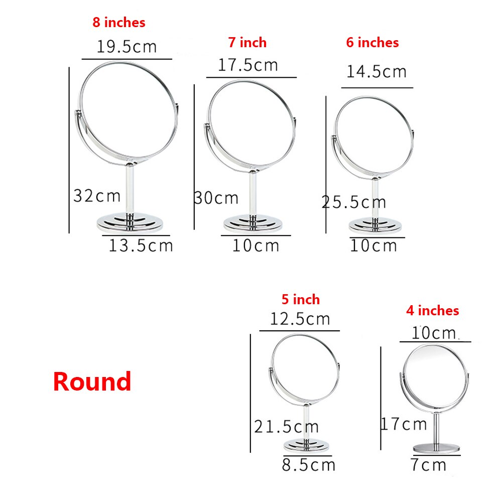 Round Shape Simple Rotatable Beauty Makeup Mirror Double-Sided Normal Magnifying Stand Cosmetic Mirror