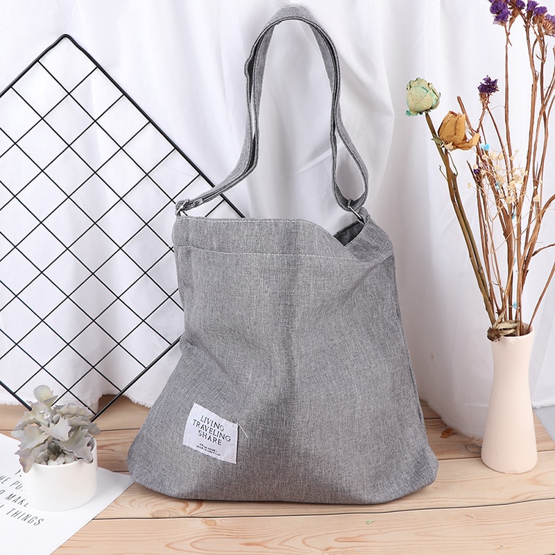 Women Canvas Shoulder Bags Tote Grocery Reusable Foldable Shopping Bag Cotton Pouch Female Eco Cloth Handbag