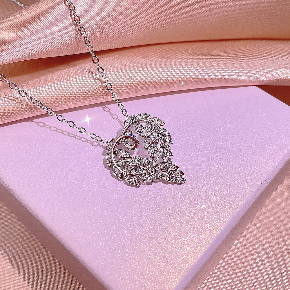 Elegante Witte Zirconia Zilveren Kleur Sieraden Sets Voor Vrouwen Unieke Veer Vleugels Dames Bruiloft Engagement Bridal Sieraden
