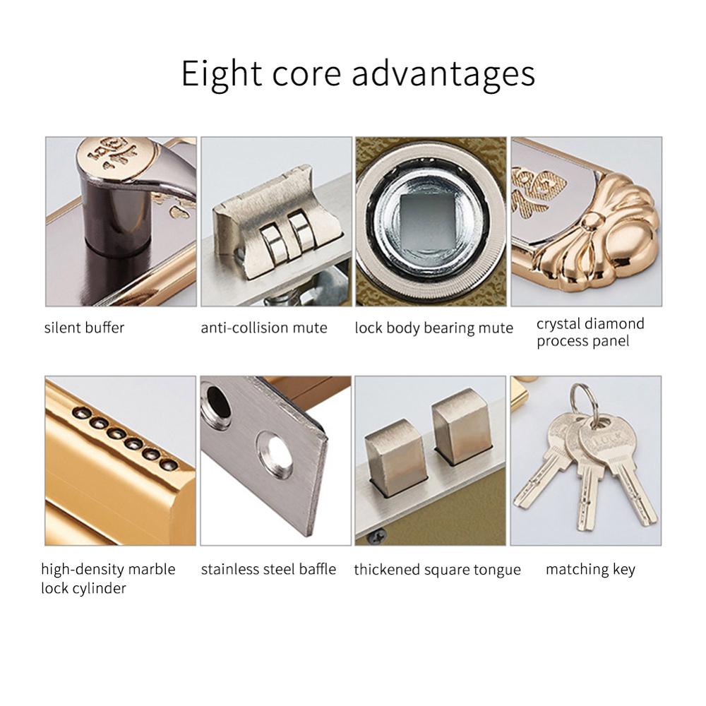 Dørlås sæt møbler hardware indendørs rustfrit stål panel håndtag håndtag lås dobbelt tunge lås krop møbler hardware