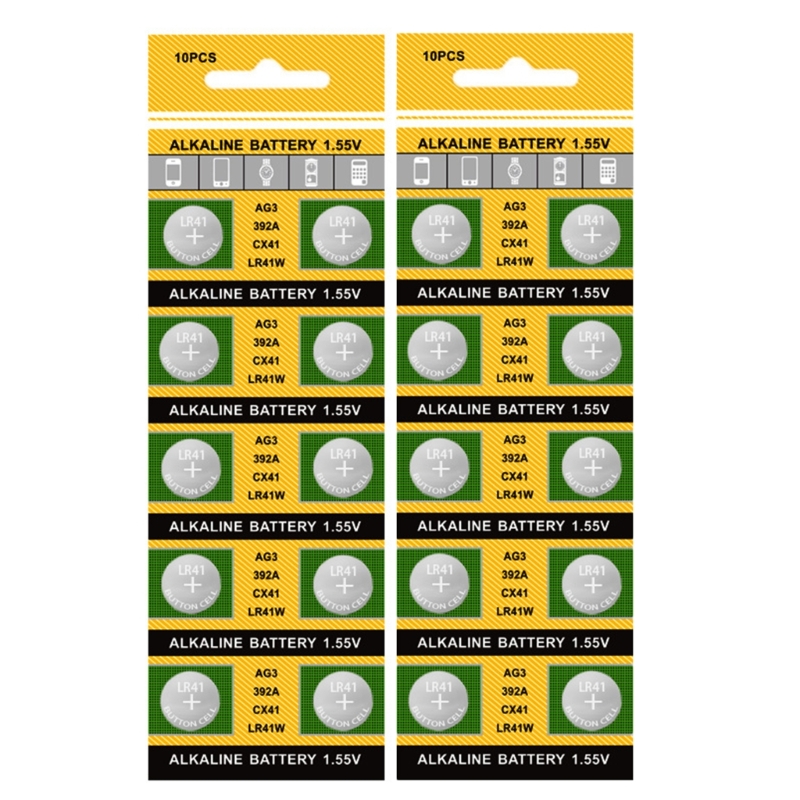 20pcs/10pcs High Capacity AG3 736 LR41 Button Cell Batteries for Lasts Electronic Device Use Power Supply Battery: Yellow