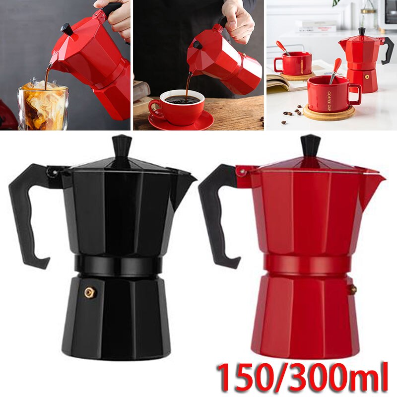 Cafetera expreso Moka italiana de aluminio, percolador, estufa superior, herramientas de cocina, estufa, 150/300ML