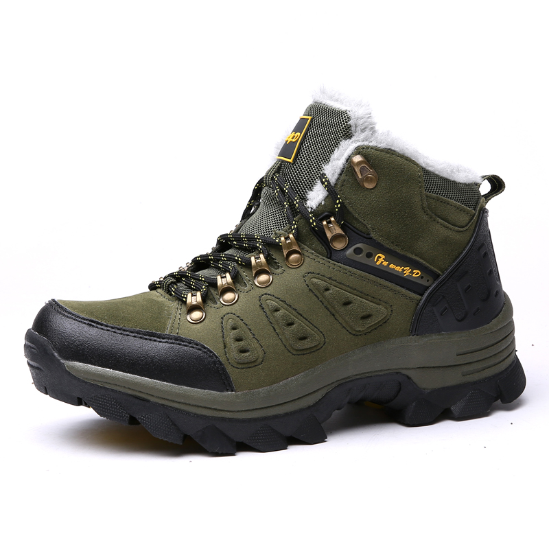 Winter draussen Turnschuhe Männer Wanderschuhe Klettern Berg Verfolgung Wandern Schuhe Männer Schnee Stiefel Pelz Warme Männer Wandern Stiefel: Braun / 41