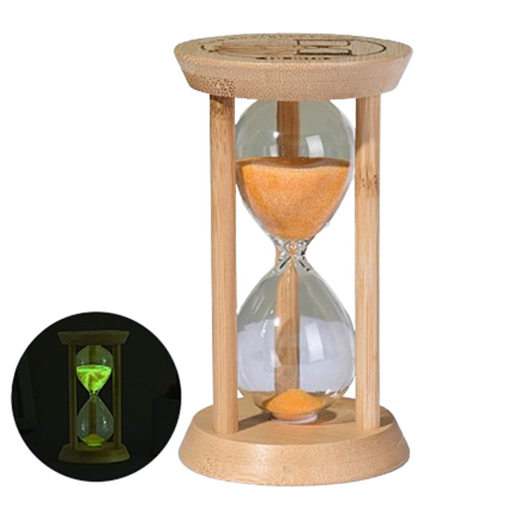 Bamboe Fluorescerende Zandloper 1/10 Minuut Creatieve Lichtgevende Zandloper Geen Elektriciteit Vereist Duurzame Decoratieve Zandklok: Rood