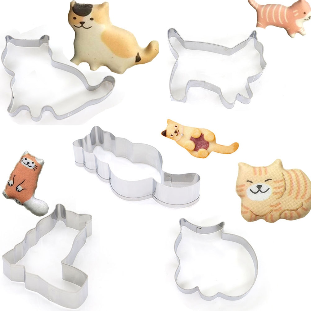 Koekjesvorm van roestvrij staal in de vorm van een kat, fondant, koekjes, doe-het-zelf, suikerknutselwerk, kat 3d , koekjesvormpjes, taartgereedschap