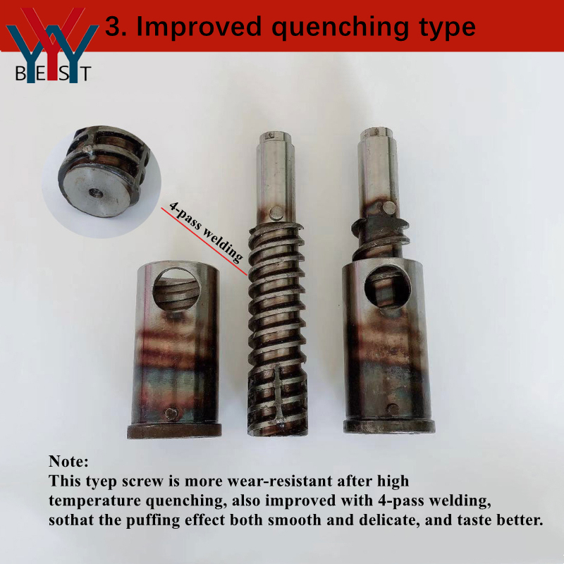 Máquina de inflado de granos de arroz y maíz, extrusora de alimentos, tornillo de palo hueco retorcido, manga de tornillo, piezas del eje de la máquina de aperitivos de arroz