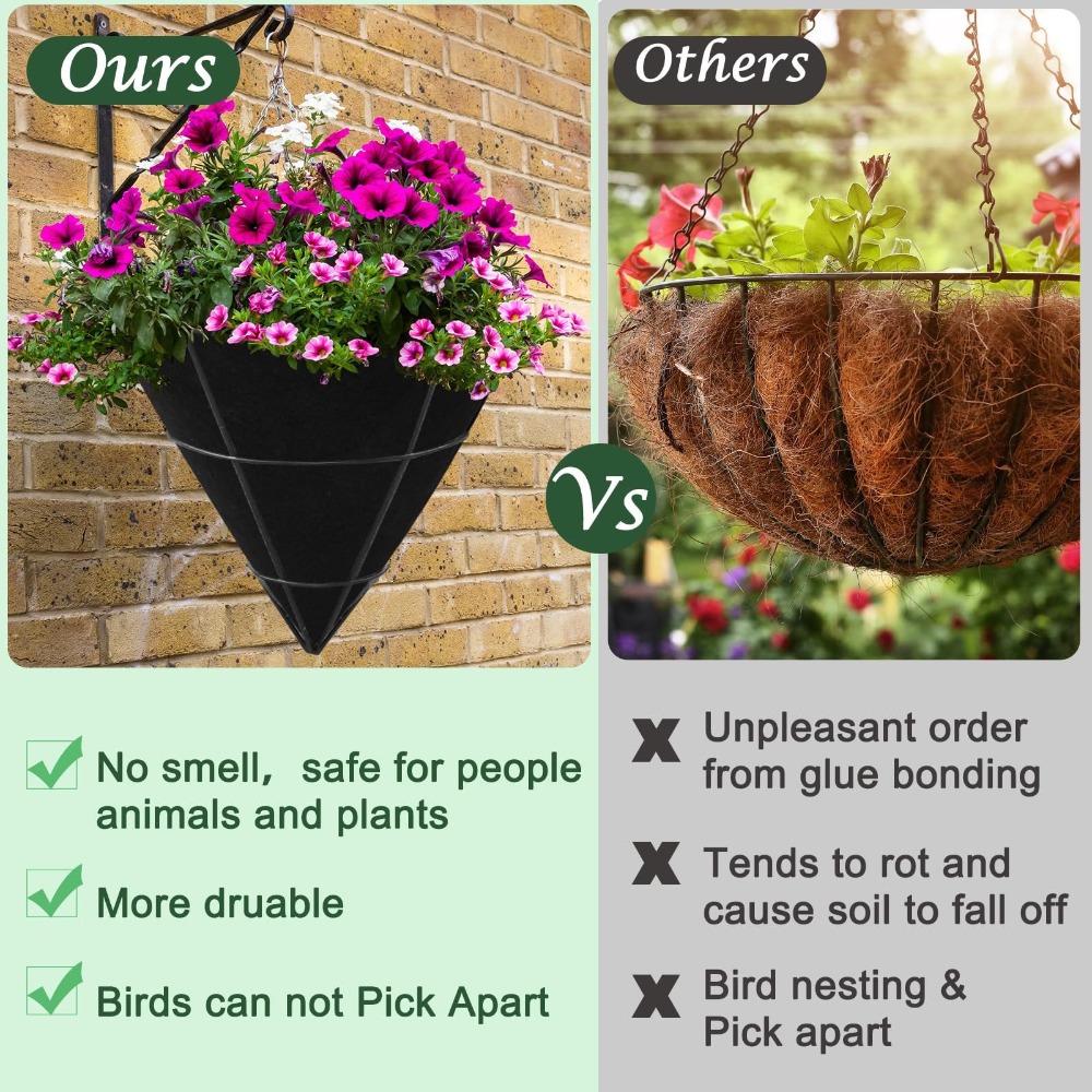 3 stks Ademend Kegelvormige Liners Zwart Milieuvriendelijke Vilt Tuinieren Matten Herbruikbare Planter Mand Liners Outdoor Tuinieren