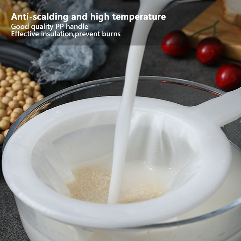 100/200/400 mesh ultrafint mesh sil køkken nylon mesh mælk kaffe mesh køkken filter ske egnet til mælk yoghurt soja
