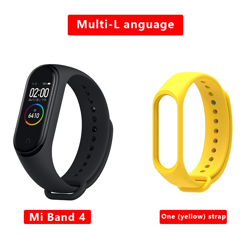 Xiaomi MiBand4 Fitness Tracker 0.95Color AMOLED 5.0 Smart Bracelet Monitor 50m Waterproof 135mAh up to 20Days Activity Tracker: yellow