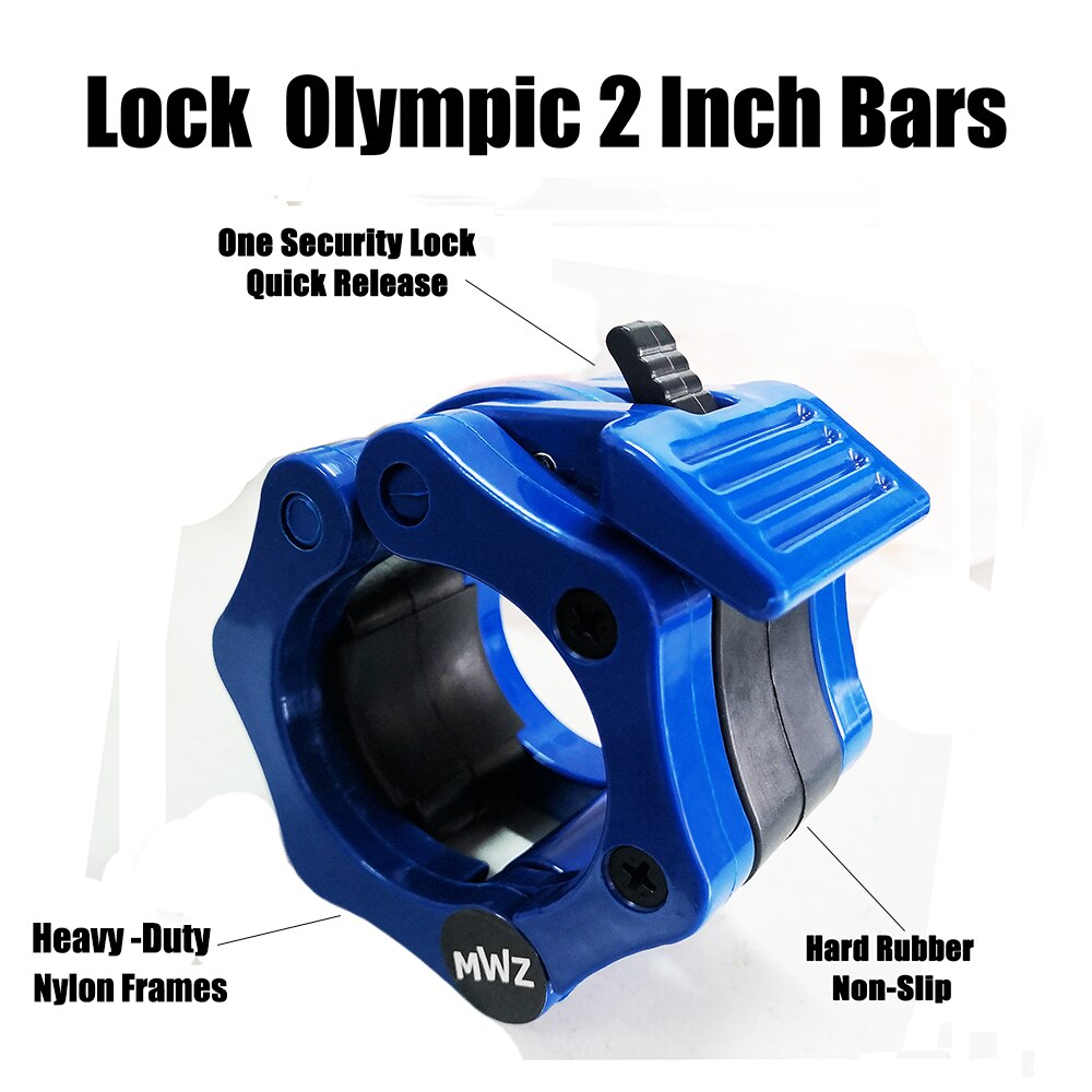 MWZ 2 Inch Olympic Size Barbell Clamp Collar for Pro Training Fitness Quick Release Pair of Locking