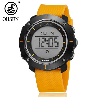 NEUE OHSEN Mann Männlichen Orologio Uomo Digitale Uhren Wasser Stoßfest Herren Sport Armbanduhren Silikon Band: Gelb