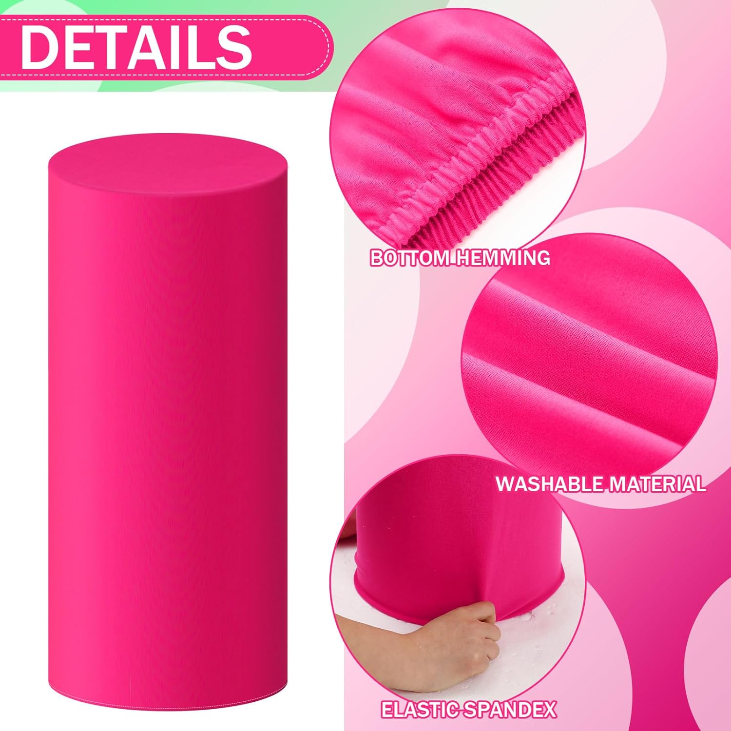 3 PCS Pink Pedestal Covers Birthday Party Decoration Gold White Fairy Tale Plinth Cover Cylinder Cover Event Props Elastic