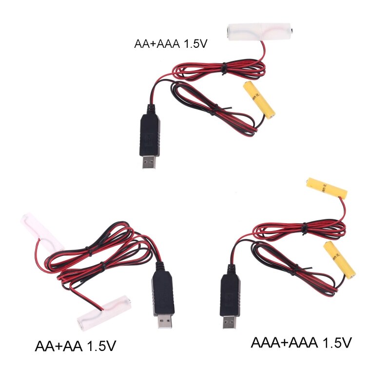 USB Mains Convert to 1.5V Dual AA AAA Battery Eliminator Can Replace 1pc Battery