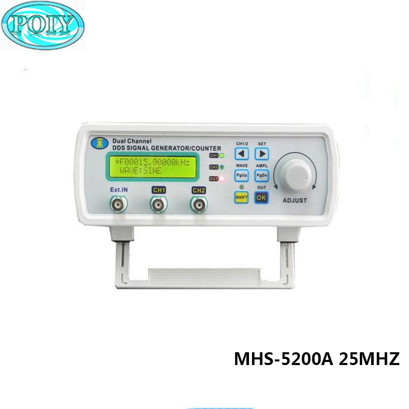 MHS-5200A Hoge Precisie Digitale Dual-Channel Dds Signal Generator Willekeurige Golfvorm Generator Frequentie Meter 200msa/S 25 Mhz