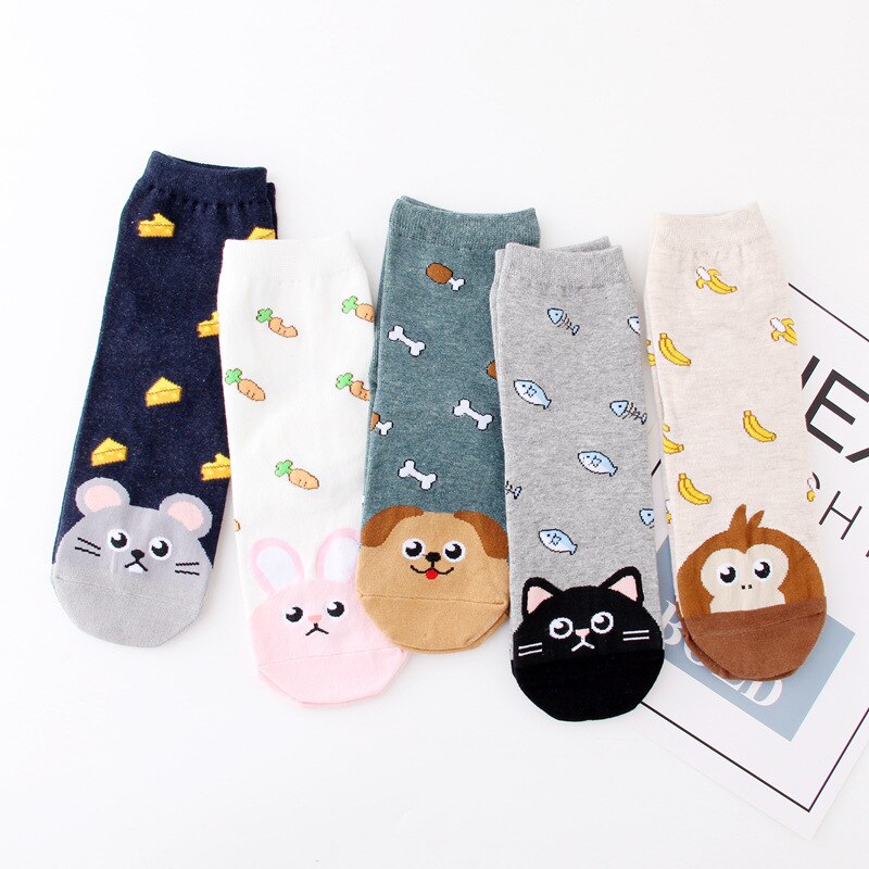 Cartoon kindersokken katoenen kinderen jongens meisjes korte sokken zomer katten honden print kinderkousen schattige studentensokken 6-12y