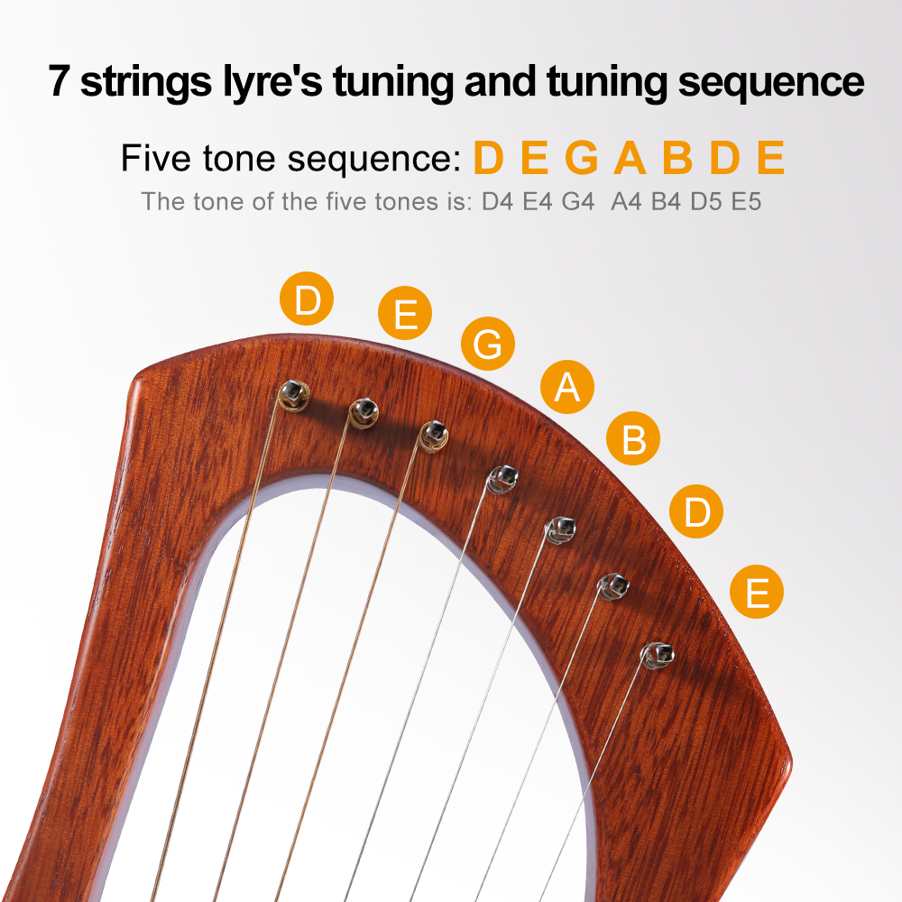 Ammoon małe 7-ciąg lira harfa lirze fortepian stali nierdzewnej z drutu sklejka mahoniowa ciała mahoń fornir Topboard z torba robić noszenia