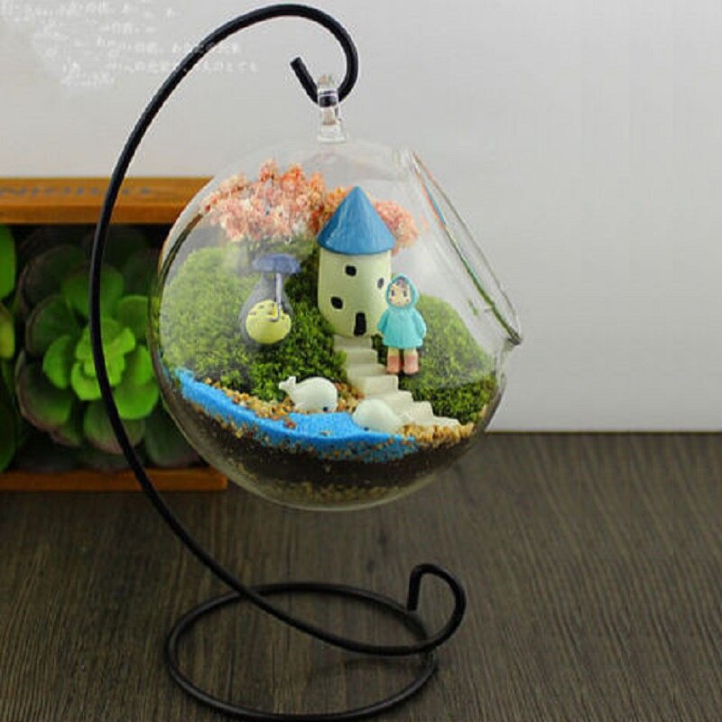 Porte-bougie en fer forgé, cadre Micro paysage, lanterne, support suspendu de cabine, porte-bougie de mariage romantique, chandelier