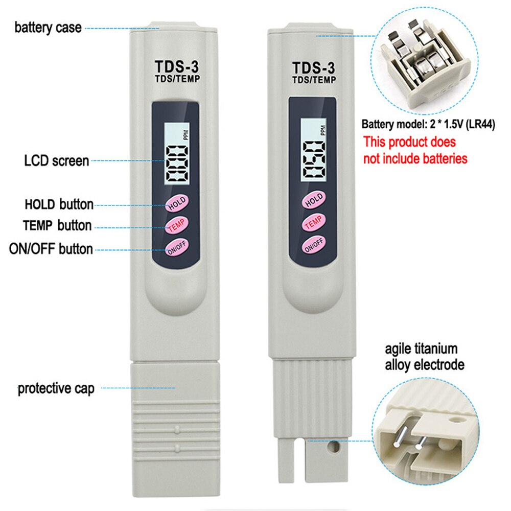 Handheld Ph Meter Digital Water Tester Precious Test Pen Water Analysis Meter Water Purity Check 0-9999 Ppm Measurement