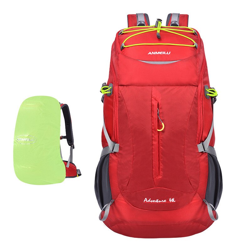 40L Large Waterproof Travel Bags Rucksack Men Nylon Outdoor Camping Hiking Bicycle Sports Backpacks Bag Climbing Backpack: Red Color